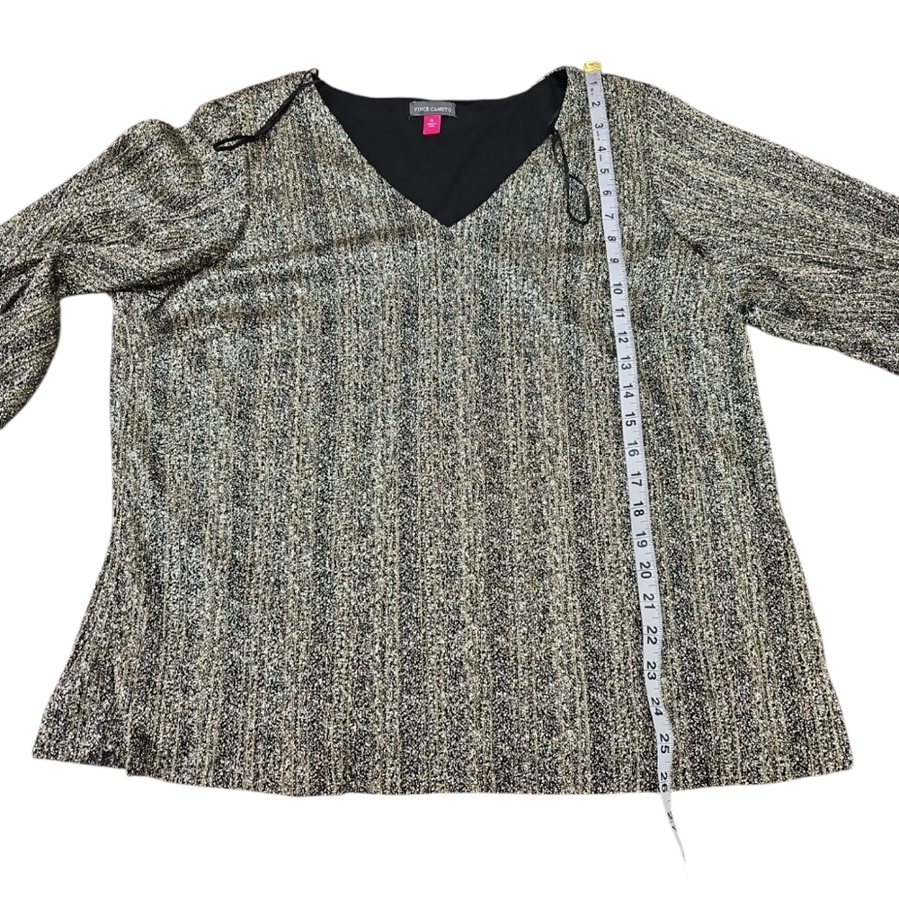 Vince Camuto V-Neck 3/4 Sleeve Blouse Size XL Black Gold NWT - Picture 10 of 11